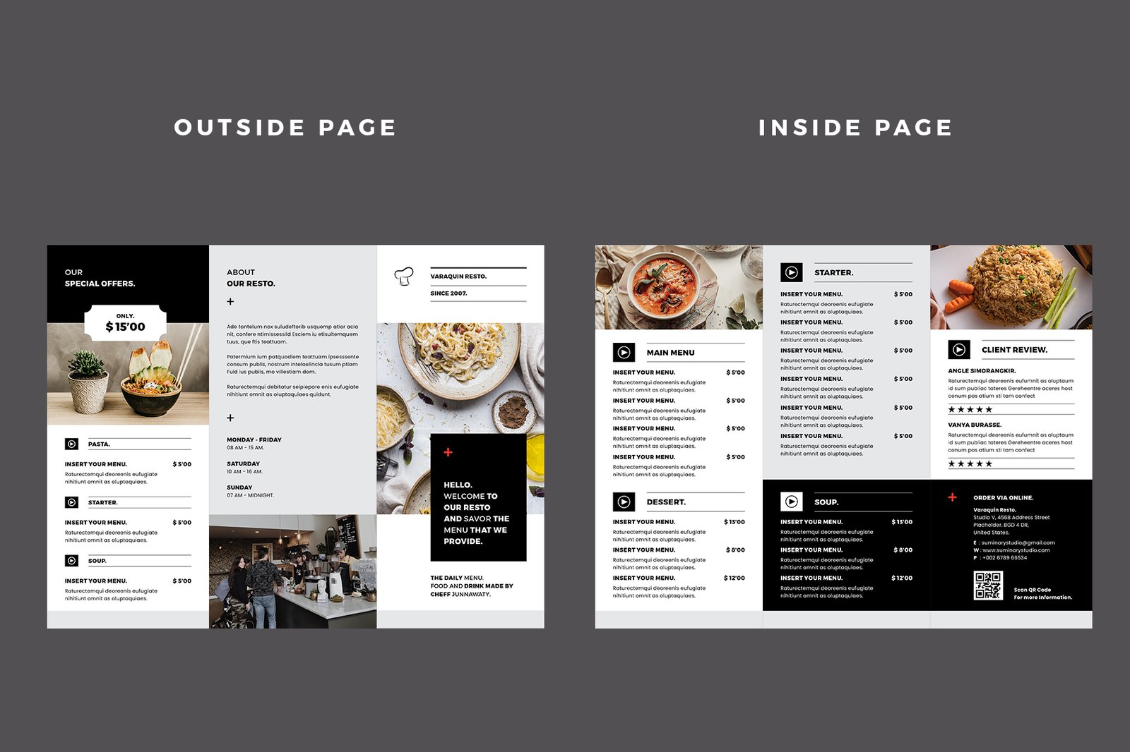 Trifold Restaurant Menu
