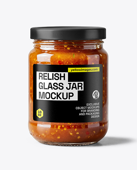 Jar with Sweet Relish Sauce Mockup - Sauce bottle mockup