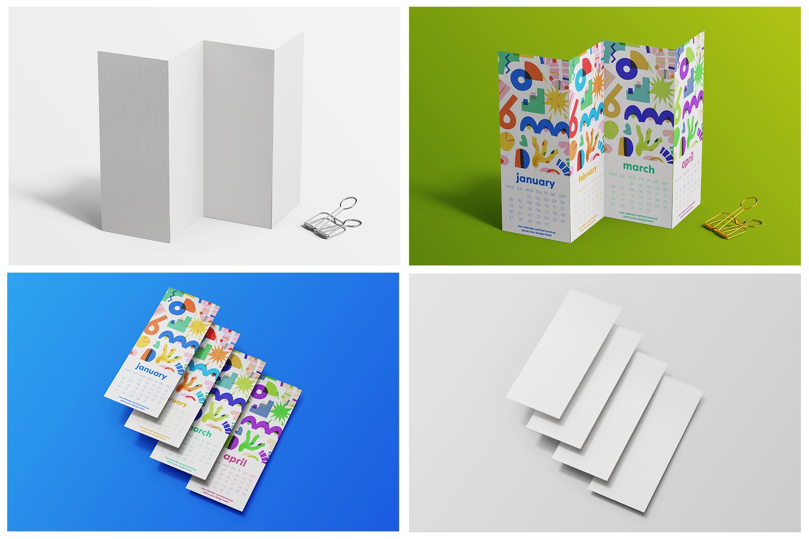 Risograph Print Paper Calendar PSD Mockup Pack
