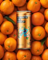 8.5oz Slim Drink Can on a Stack of Oranges Mockup