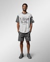 Black Man Wearing T-shirt and Shorts Mockup