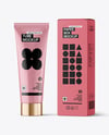 Glossy Cosmetic Tube with Box Mockup