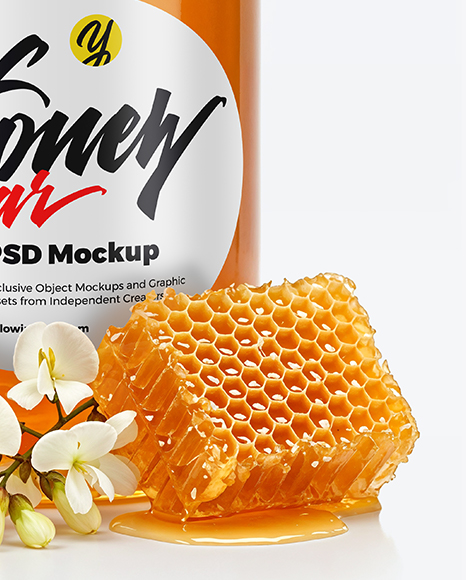 Glass Jar with Acacia Honey Mockup