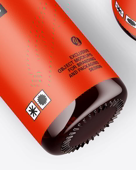 Two Amber Glass Dropper Bottles Mockup