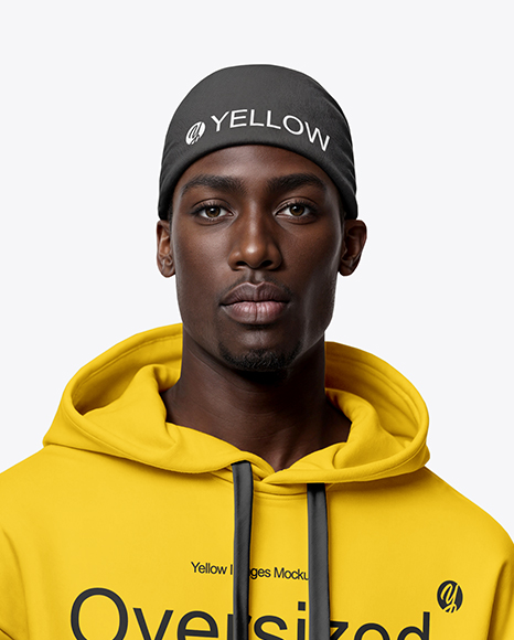Black Man Wearing Hoodie and Bandana Mockup