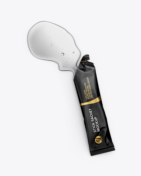 Opened Matte Stick Sachet with Liquid Mockup