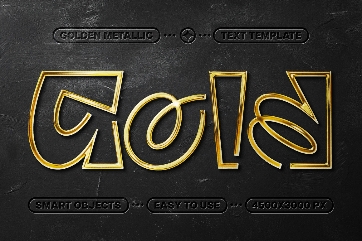 Realistic Gold Metallic Text &amp; Logo