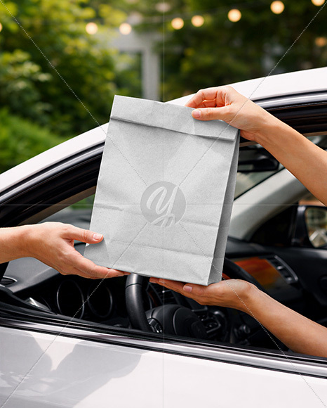 Food Bag in a Hands Mockup