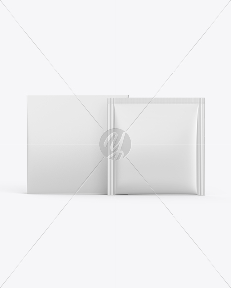 Paper Box with Matte Sachet Mockup – Front View