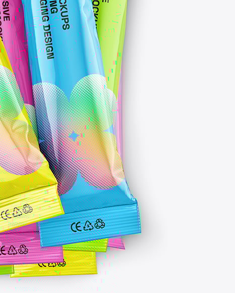 Glossy Stick Sachets Mockup