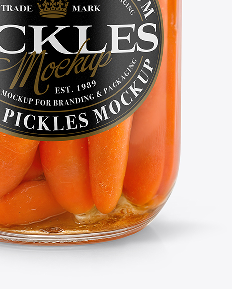 Glass Jar with Pickled Carrots Mockup