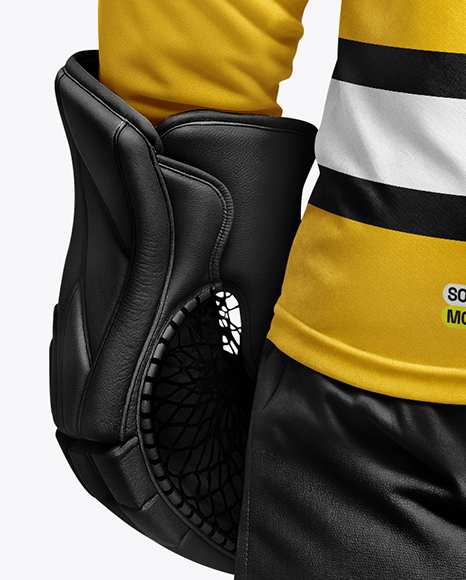 Man Wearing Ice Hockey Goalkeeper Kit Mockup