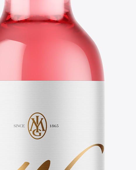 Clear Glass Pink Wine Bottle Mockup