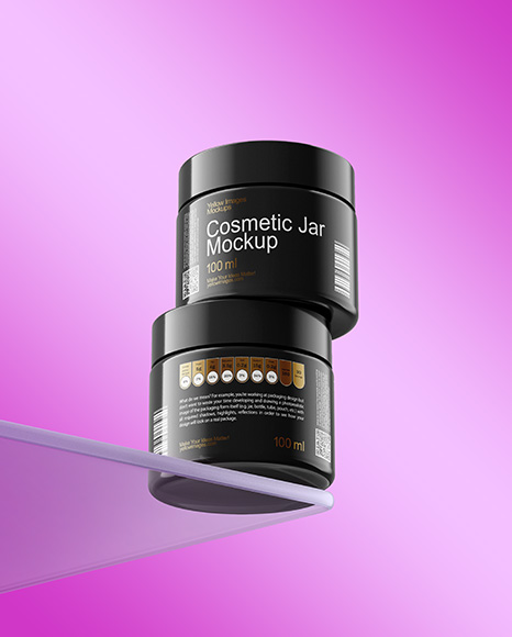 Two Glossy Cosmetic Jars on the Glass Mockup - Pint glass mockup