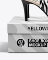 Pair of Glossy Slingbacks on Shoe Box Mockup