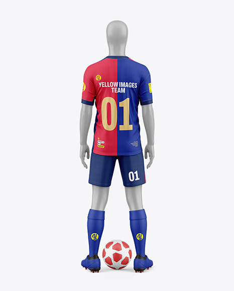 Soccer Kit w Mannequin Mockup - Back View - Kit mockup psd