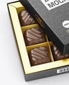 Kraft Paper Box with Chocolate Sweets Mockup