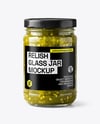 Glass Jar with Green Relish Sauce Mockup