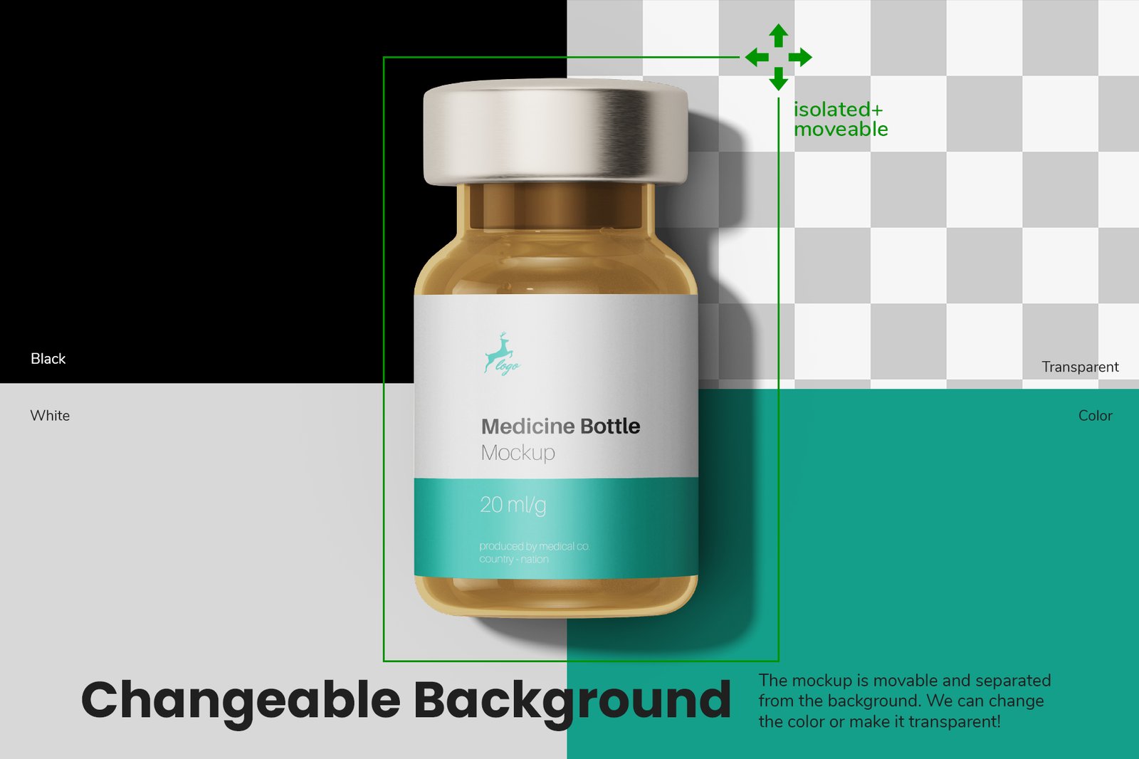 Vaccine Glass Vial Bottle PSD Mockup Set