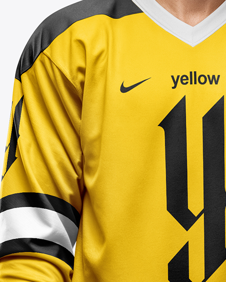 Man Wearing Full Hockey Kit Mockup