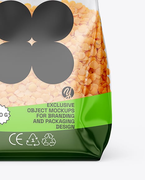 Transparent Package with Lentils Mockup