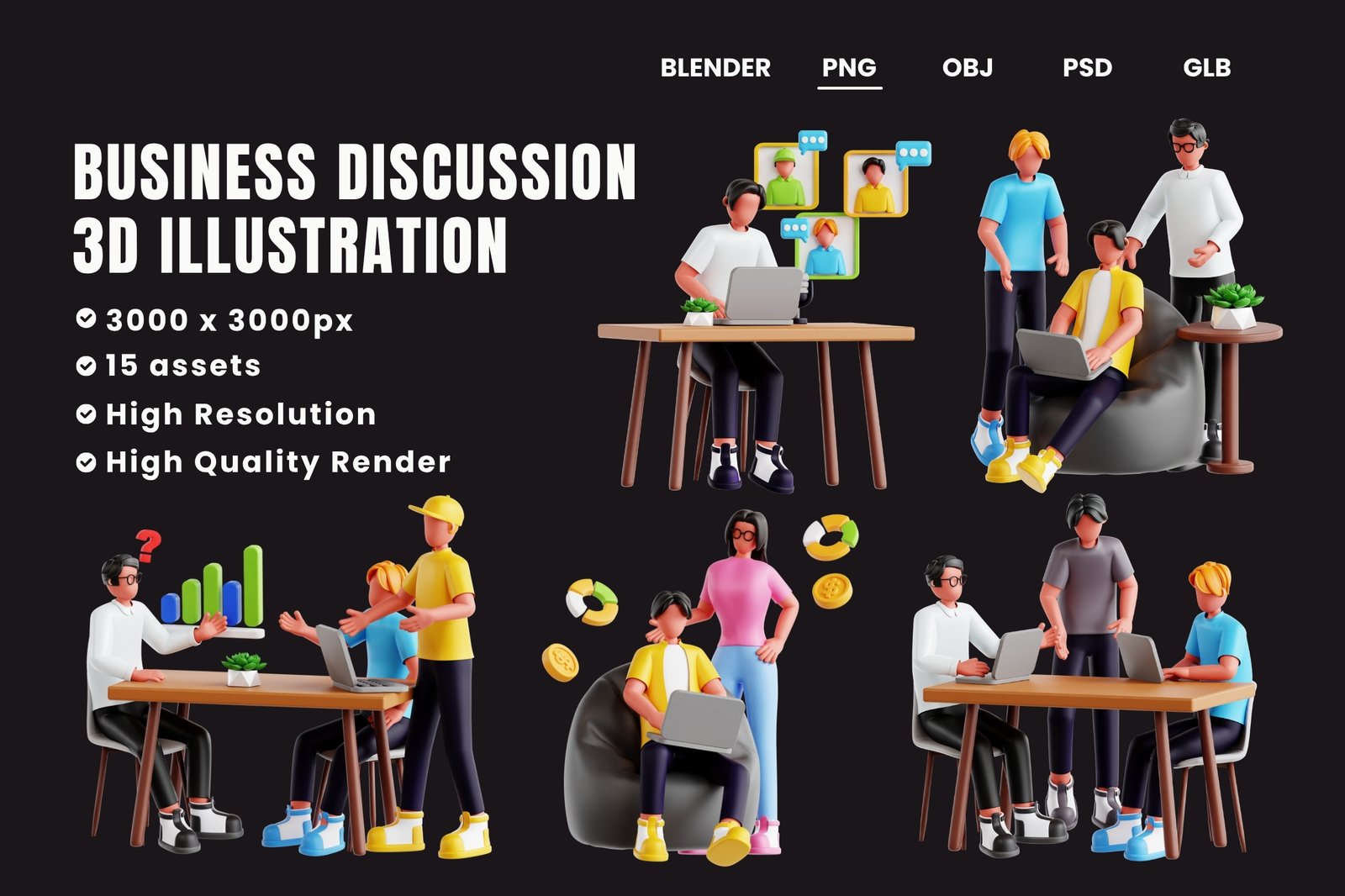 Business Disscussion 3d Illustration
