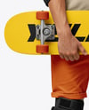 Skater in Protective Gear with Skateboard Mockup