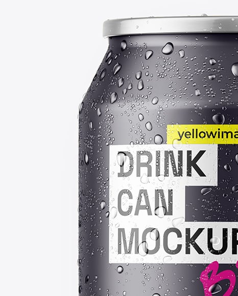 330ml Matte Drink Can with Drops Mockup