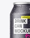 330ml Matte Drink Can with Drops Mockup