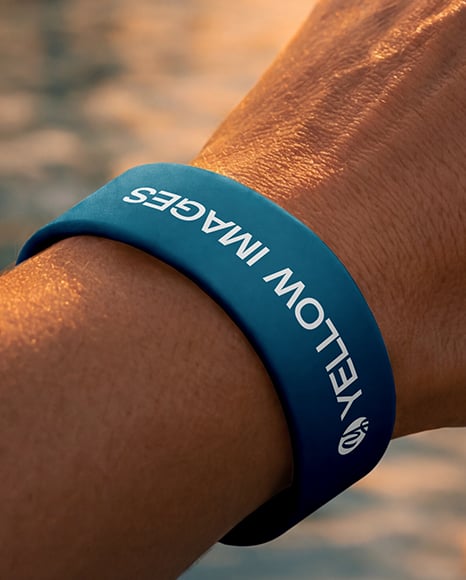 Silicone Wristband on Man's Hand Mockup