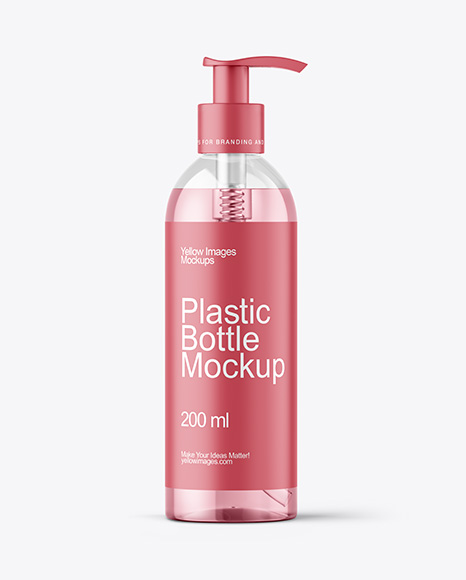 Clear Cosmetic Bottle with Pump Mockup