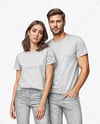 Young Couple Wearing T-shirt and Jeans Mockup