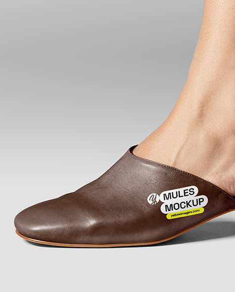 Pair of Mules on Woman's Legs Mockup