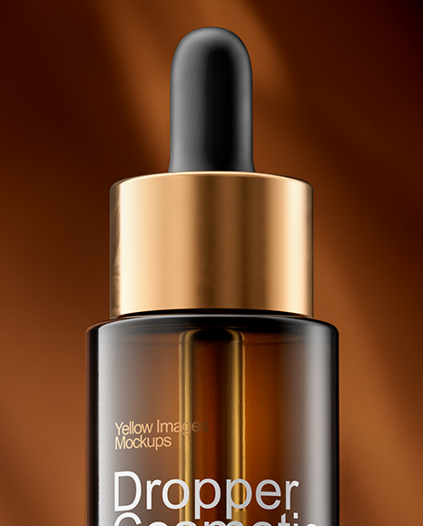 Amber Dropper Bottle on the Rock Mockup