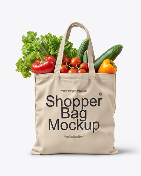 Shopper Bag with Vegetables Mockup