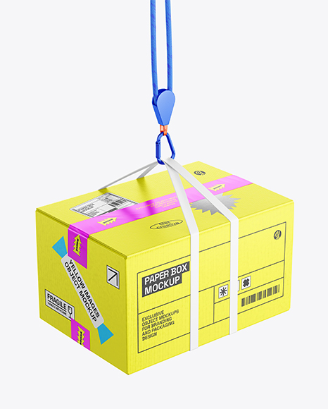 Cardboard Box with Lifting Slings Mockup