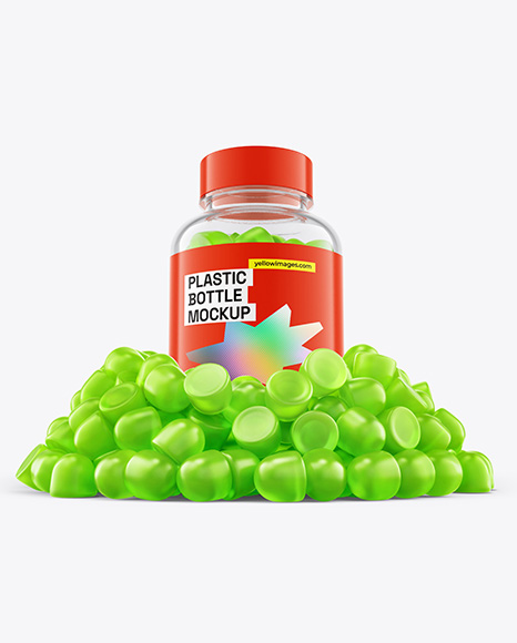 Plastic Bottle with Gummies Mockup