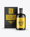 Amber Glass Bottle with Box Mockup