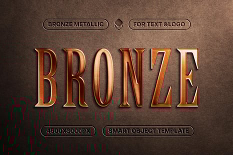 Realistic Bronze Text & Logo Mockup - Metallic text