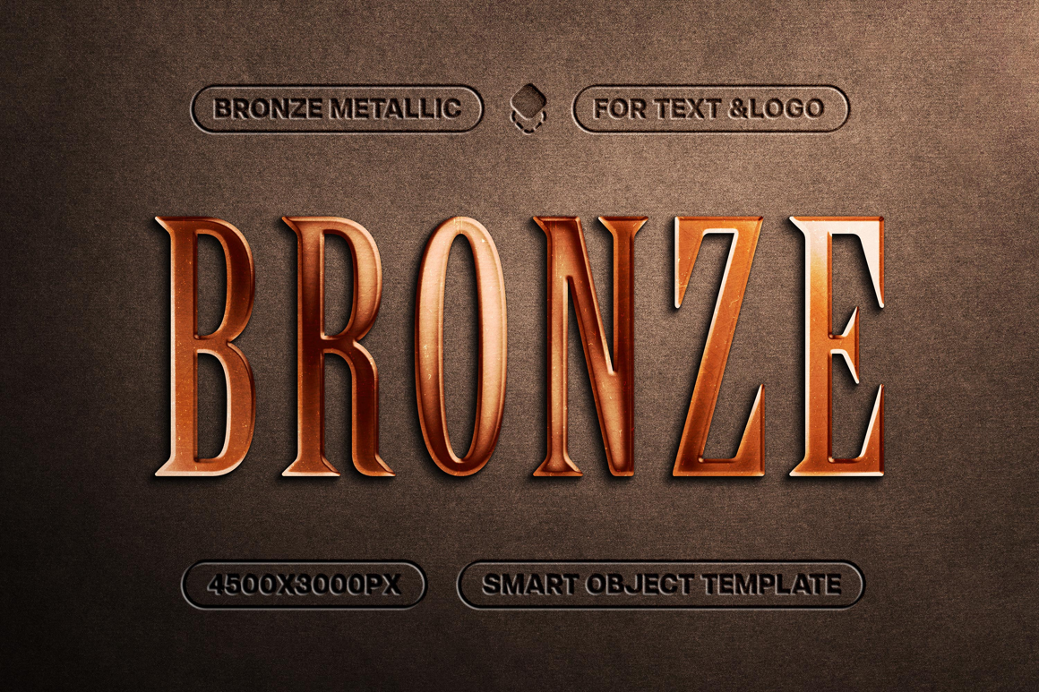 Realistic Bronze Text &amp; Logo Mockup