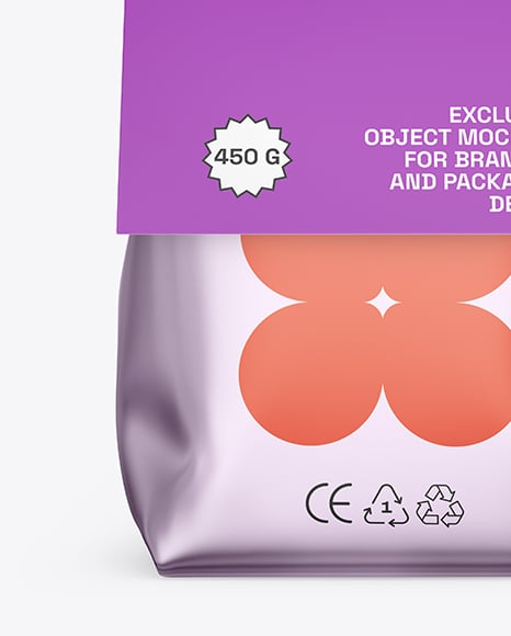 Matte Metallic Package with Paper Label Mockup