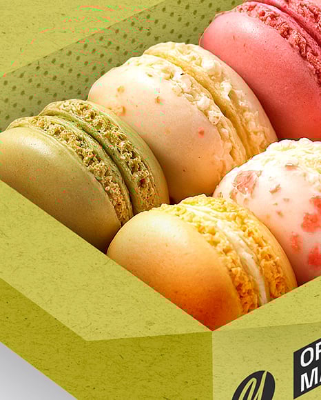 Opened Kraft Box w/ Macarons Mockup