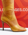 Women's Over-The-Knee Boots with Shoe Box Mockup