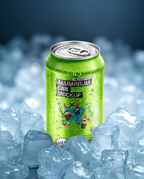 Aluminium Can in Ice Mockup