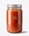 Clear Glass Jar with Salsa Sauce Mockup