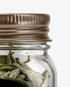 Glass Jar with Sage Herb Mockup