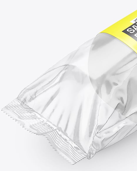Clear Plastic Flow-Pack with Sandwich in Paper Sleeve Mockup