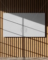 Billboard on a Wall with Wooden Slats Mockup