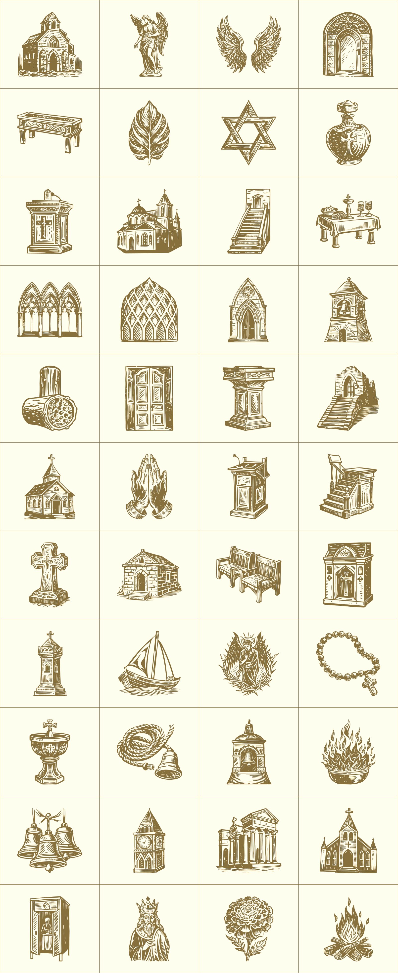 Vintage Church Illustration Set