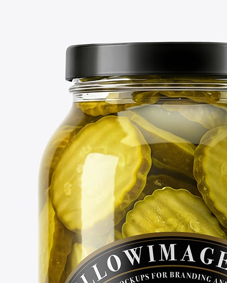 Clear Glass Jar with Bread & Butter Crinkle Cut Pickles Mockup